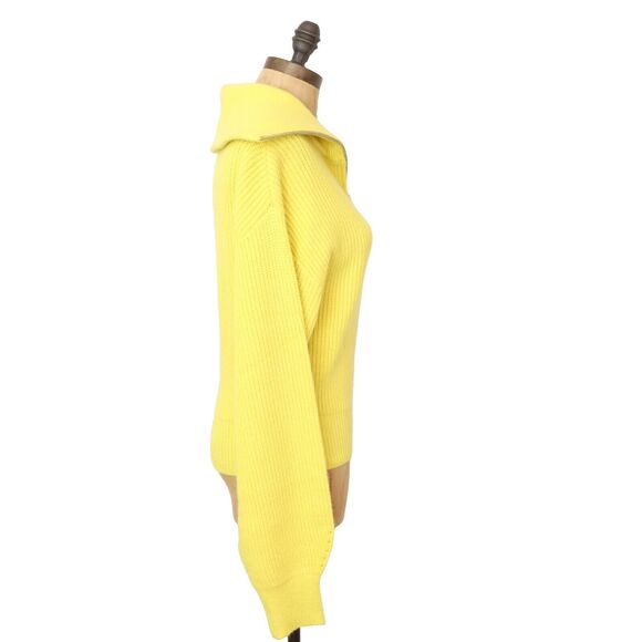 STEVE MADDEN Rowan Pullover S Ribbed Quarter Zip Sulphur Spring Yellow NWT B68 - Picture 3 of 6